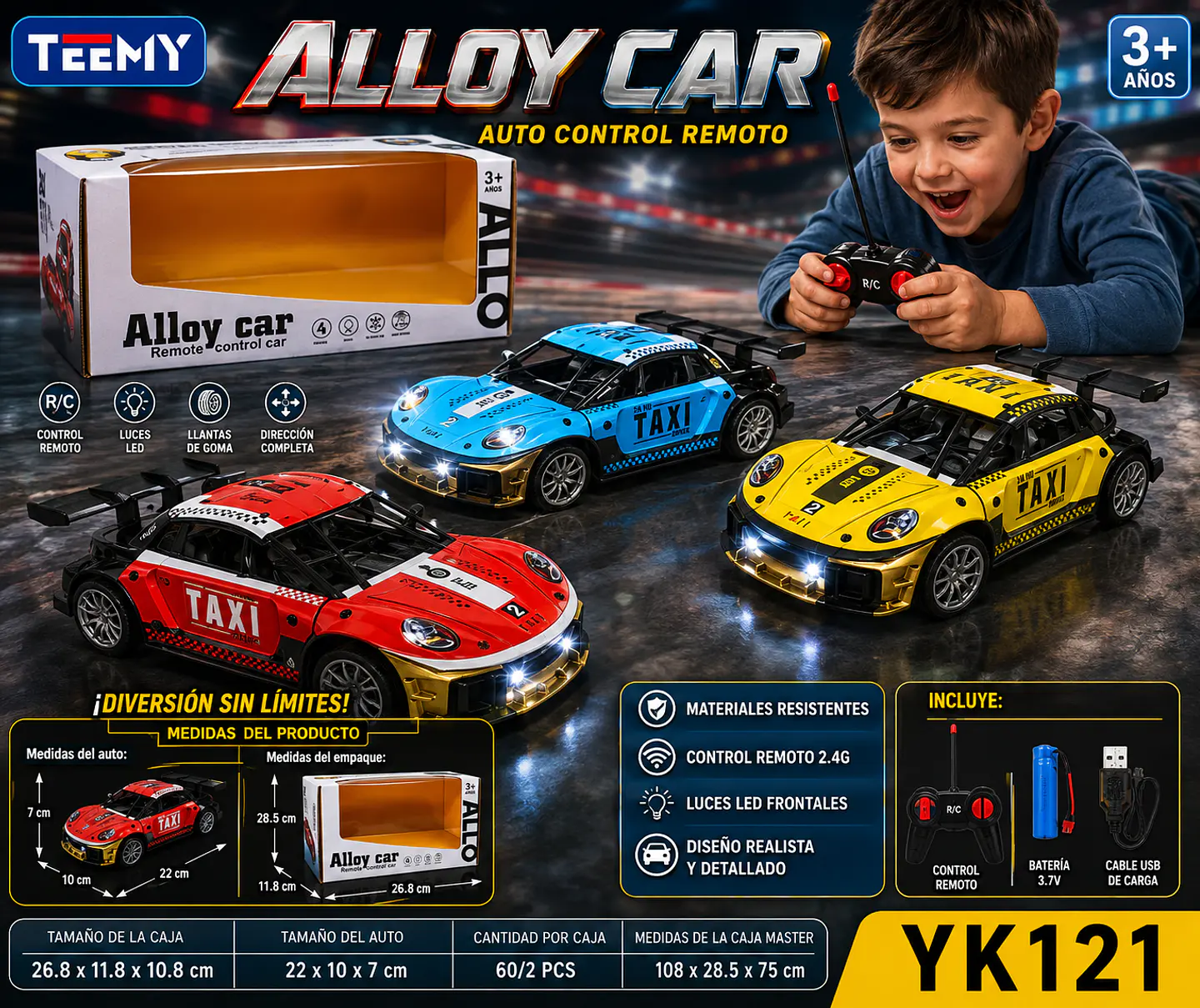 CARRO A CONTROL REMOTO,  3 DEL MISMO POR MAYOR  (YK121) 1
