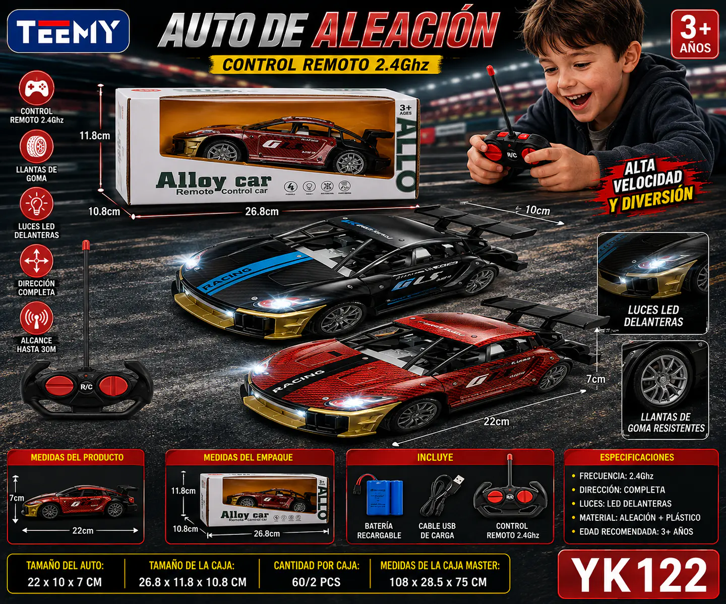 CARRO A CONTROL REMOTO,  3 DEL MISMO POR MAYOR  (YK122) 1