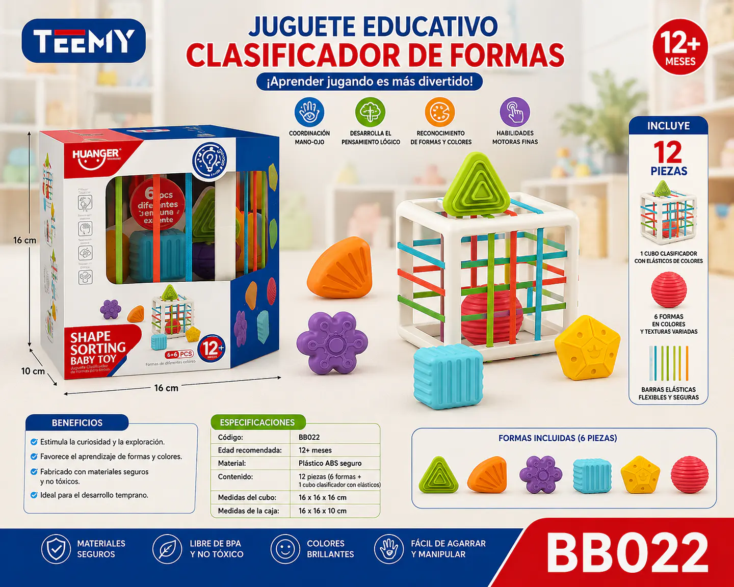 JUEGO CLASIFICADOR DE FORMAS, 3 DEL MISMO POR MAYOR  (BB022) 1