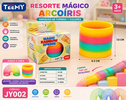RESORTE DE ARCOIRIS PAQUETE 12 PIEZAS (JY002)