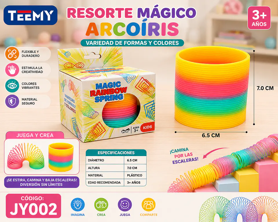 RESORTE DE ARCOIRIS PAQUETE 12 PIEZAS (JY002) 1