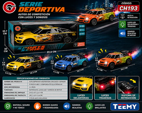 CARRO SON SONIDO Y LUCES, 3 DEL MISMO POR MAYOR (CH193)