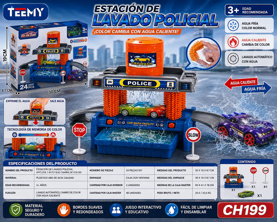 JUGUETE CARRO AUTOLAVADO, 3 DEL MISMO POR MAYOR (CH199) 1