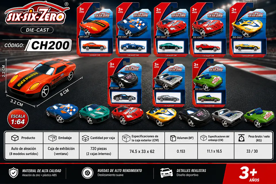 SET DE CARROS ESCALA PAQUETE 12 PIEZAS (CH200) 1