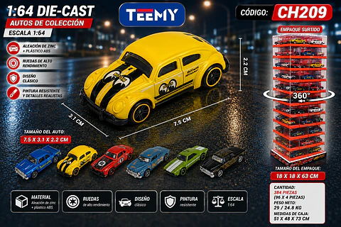 CARROS A ESCALA PAQUETE 12 PIEZAS (CH209)