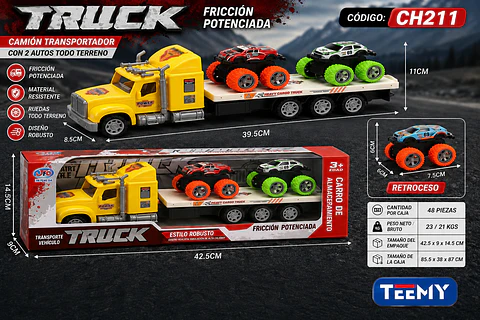 CAMION CON CARROS, 3 DEL MISMO POR MAYOR (CH211)