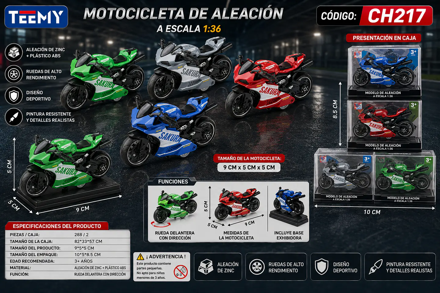 MOTO A ESCALA, 3 DEL MISMO POR MAYOR (CH217) 1