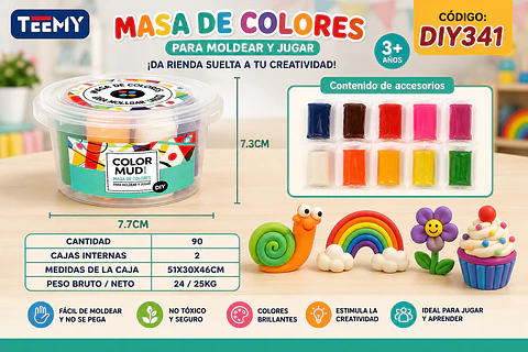 PLASTICILINA COLORES PAQUETE 10 PIEZAS (DIY341)