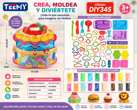 PLASTICILINA CON MOLDES, 3 DEL MISMO POR MAYOR (DIY345)