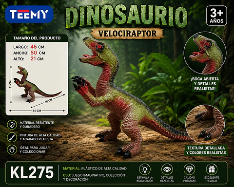 DINOSAURIO VEROCIRAPTOR, 3 DEL MISMO POR MAYOR (KL275)