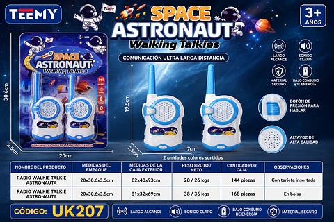 WALKIE TALKIE ASTRONAUTA, 3 DEL MISMO POR MAYOR (UK207)