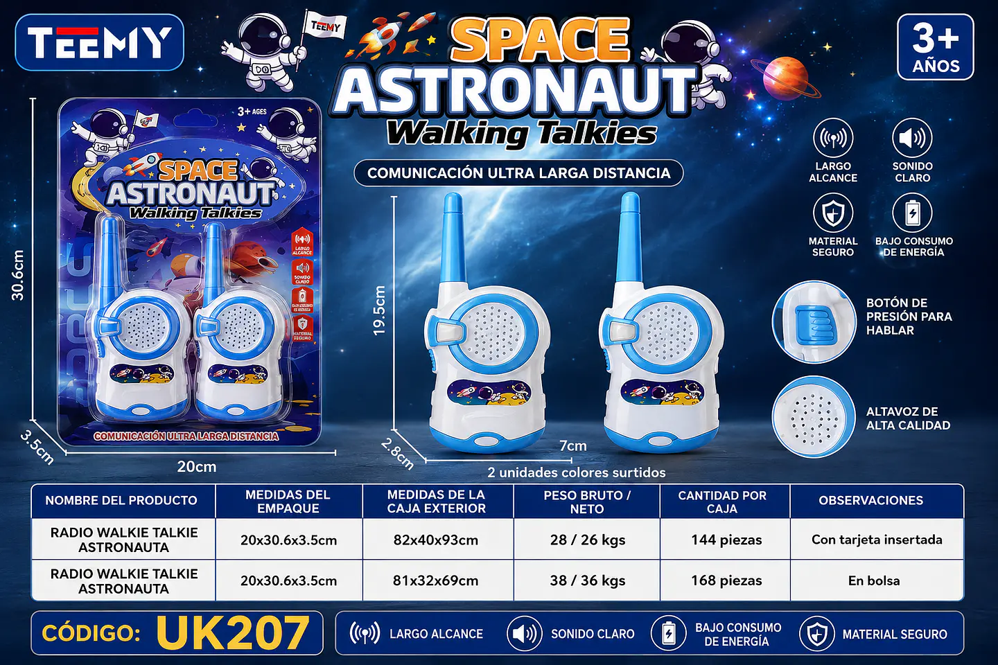 WALKIE TALKIE ASTRONAUTA, 3 DEL MISMO POR MAYOR (UK207) 1