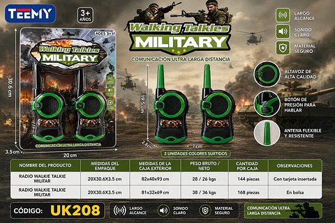 WALKIE TALKIE MILITAR, 3 DEL MISMO POR MAYOR (UK207)