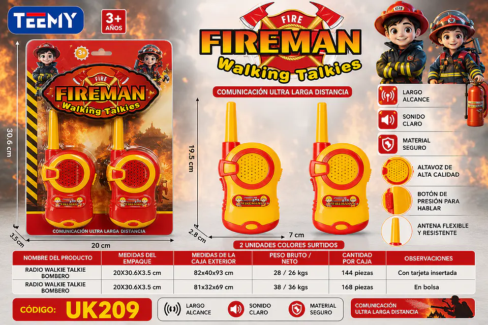 WALKIE TALKIE BOMBEROS, 3 DEL MISMO POR MAYOR (UK207) 1
