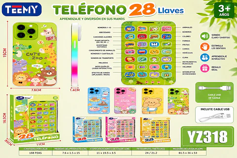 CELULAR DE JUGUETE CON ACCEOSORIOS, 3 DEL MISMO POR MAYOR (YZ318)