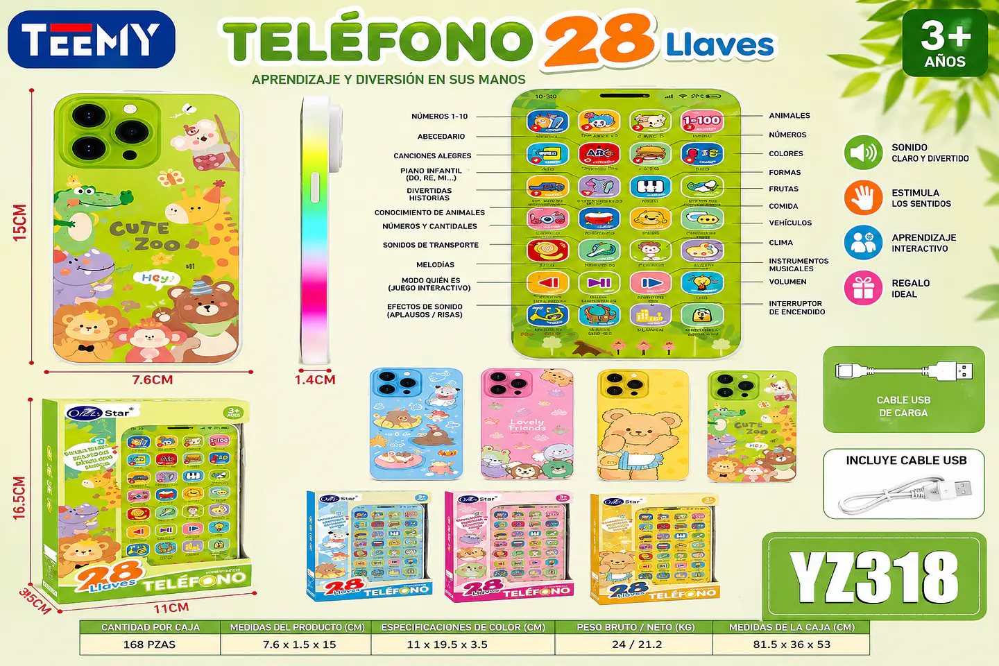 CELULAR DE JUGUETE CON ACCEOSORIOS, 3 DEL MISMO POR MAYOR (YZ318) 1