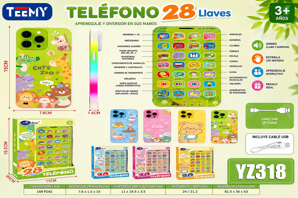 CELULAR DE JUGUETE CON ACCEOSORIOS, 3 DEL MISMO POR MAYOR (YZ318) 1