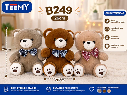 PELUCHE OSO 26 CM, 3 DEL MISMO POR MAYOR (B249)