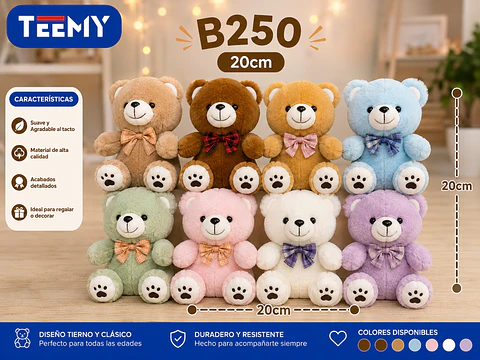 PELUCHE OSO 20 CM, 3 DEL MISMO POR MAYOR (B250)