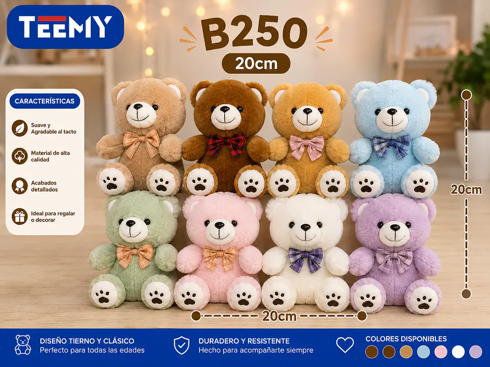 PELUCHE OSO 20 CM, 3 DEL MISMO POR MAYOR (B250) 1