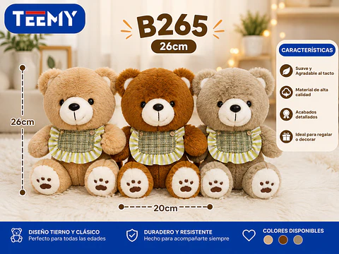 PELUCHE OSO 26 CM, 3 DEL MISMO POR MAYOR (B265)