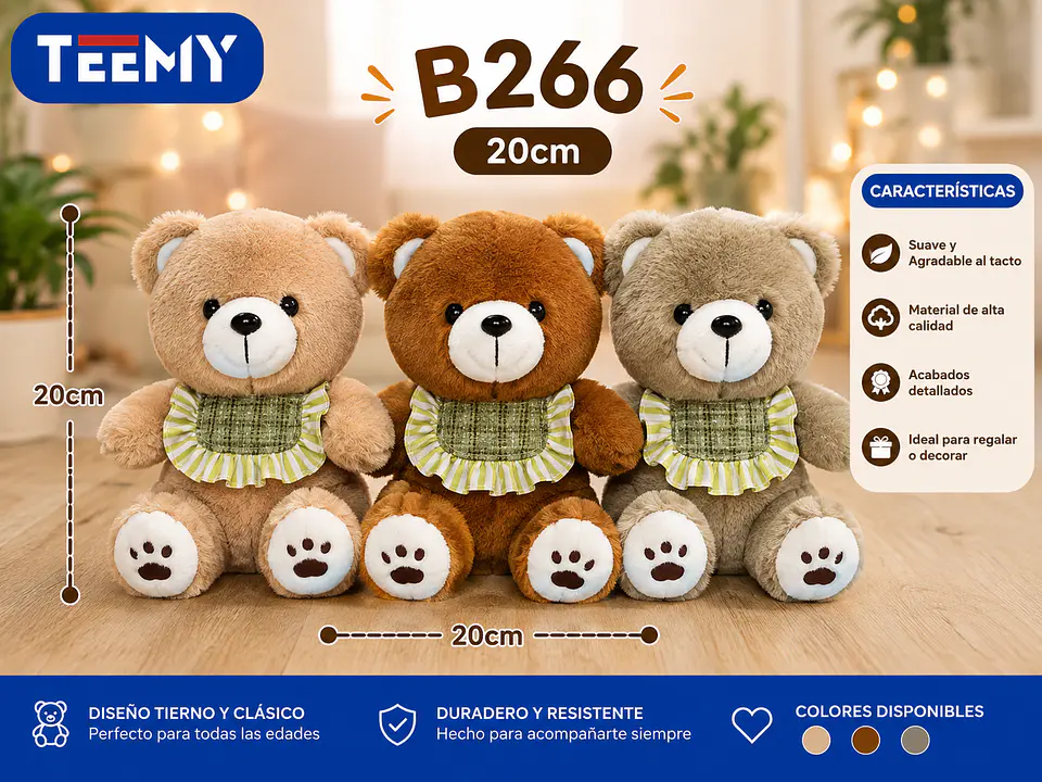 PELUCHE OSO 20 CM, 3 DEL MISMO POR MAYOR (B266) 1