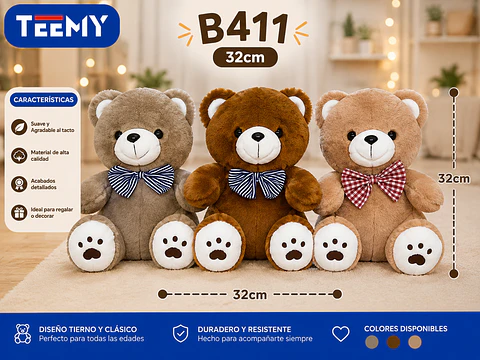 PELUCHE OSO 32 CM, 3 DEL MISMO POR MAYOR (B899)