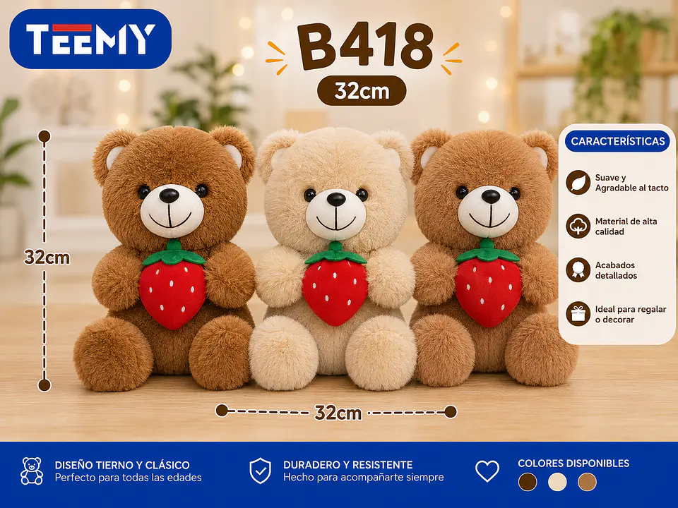 PELUCHE OSO 32 CM, 3 DEL MISMO POR MAYOR (B900) 1