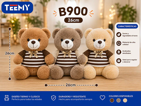 PELUCHE OSO 26 CM, 3 DEL MISMO POR MAYOR (B900)