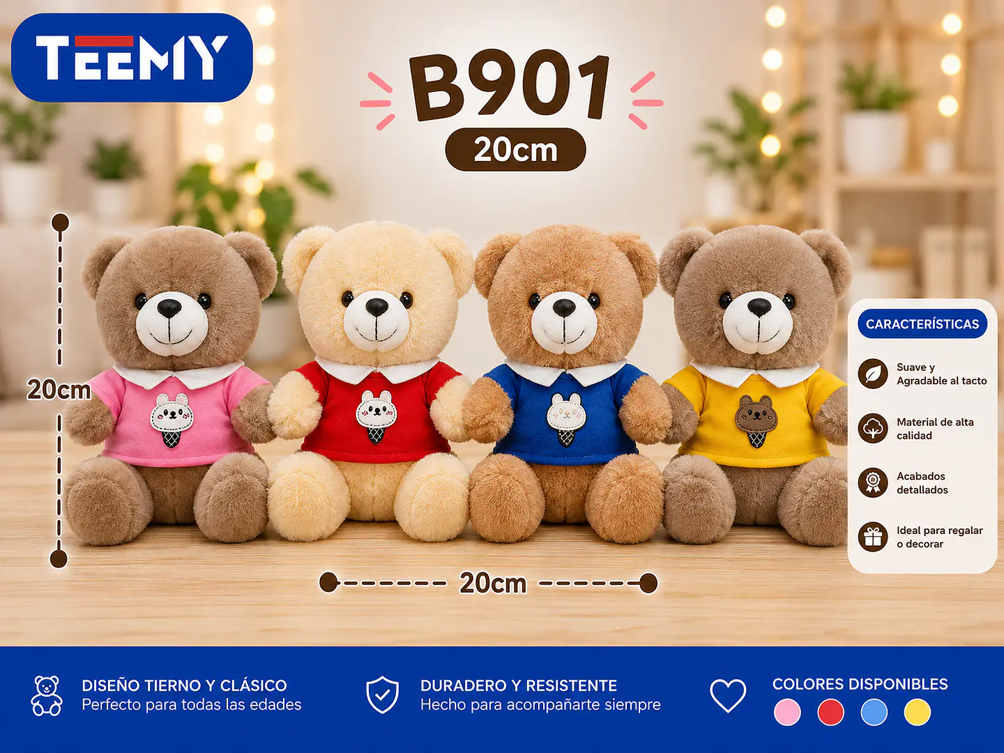 PELUCHE OSO 20 CM, 3 DEL MISMO POR MAYOR (B901) 1