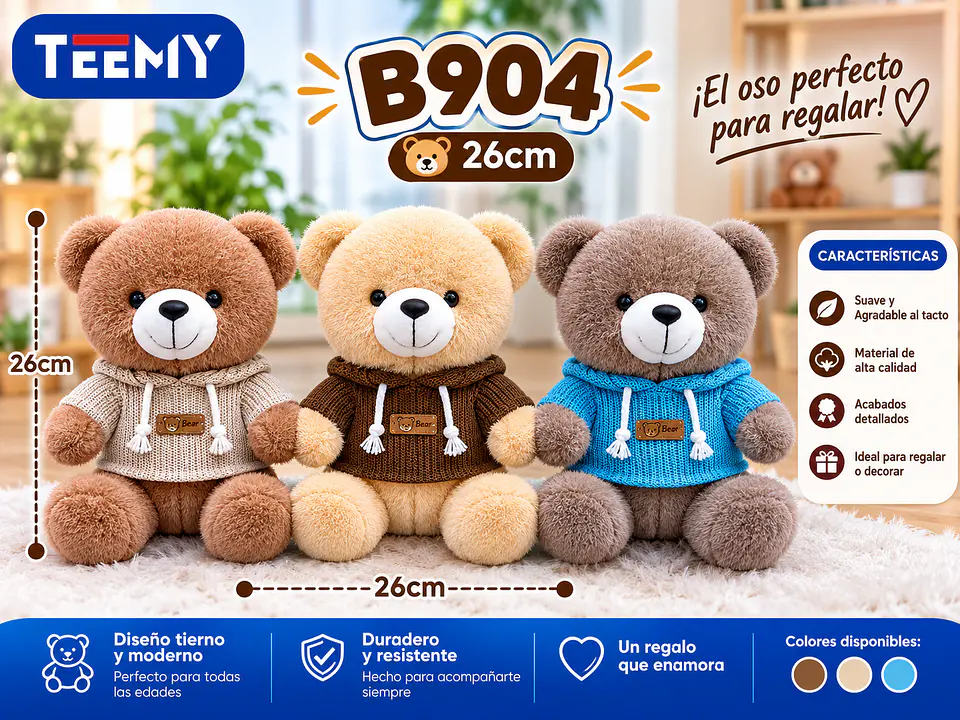 PELUCHE OSO 26 CM, 3 DEL MISMO POR MAYOR (B904) 1