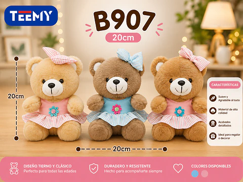 PELUCHE OSO 20 CM, 3 DEL MISMO POR MAYOR (B907)