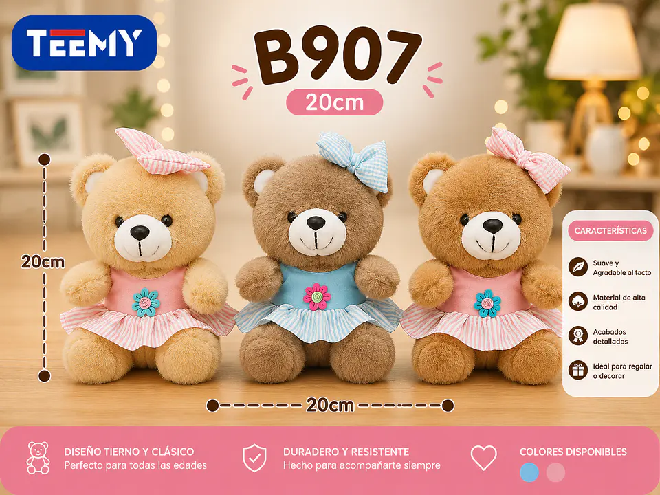 PELUCHE OSO 20 CM, 3 DEL MISMO POR MAYOR (B907) 1