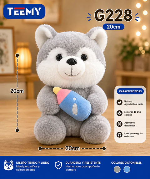PELUCHE LOBO 20 CM, 3 DEL MISMO POR MAYOR (G228)