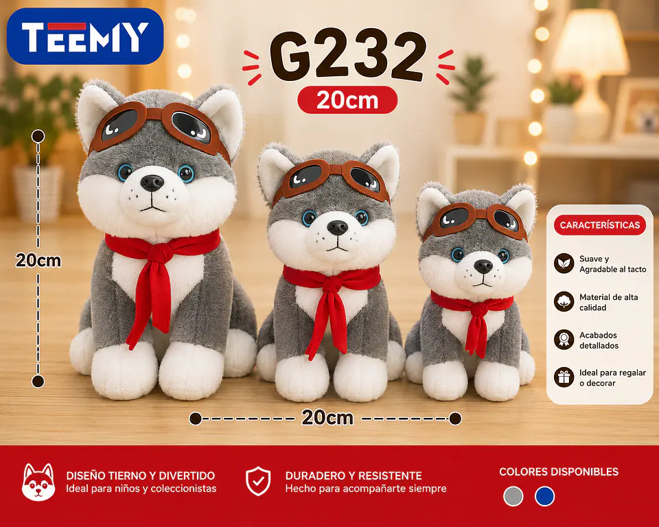 PELUCHE LOBO 20 CM, 3 DEL MISMO POR MAYOR (G232) 1