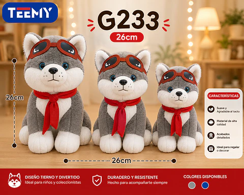PELUCHE LOBO 26 CM, 3 DEL MISMO POR MAYOR (G233)
