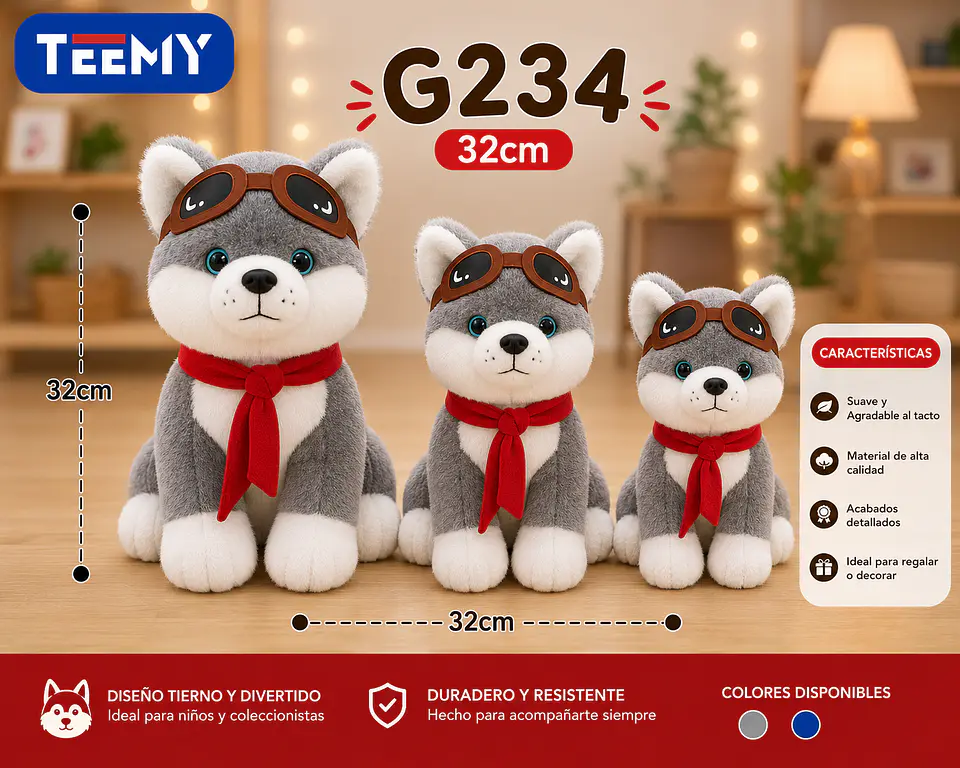 PELUCHE LOBO 32 CM, 3 DEL MISMO POR MAYOR (G234) 1