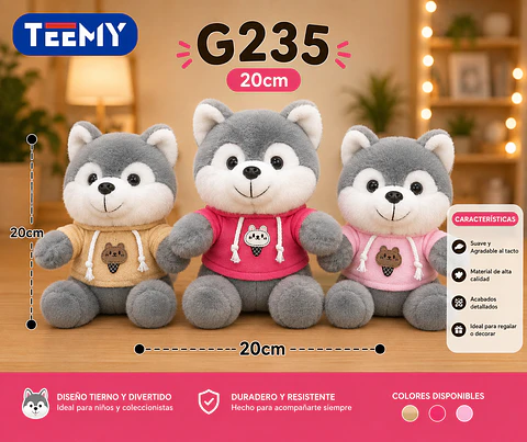 PELUCHE LOBO 20 CM, 3 DEL MISMO POR MAYOR (G235)