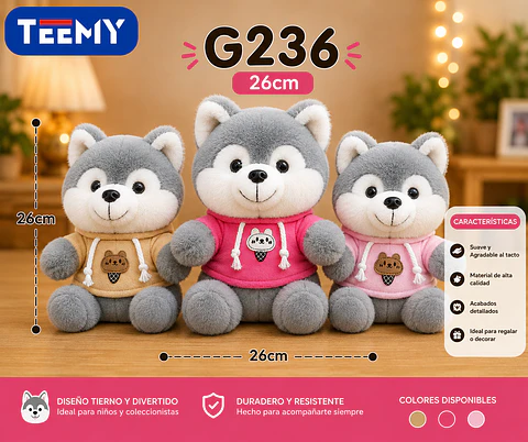 PELUCHE LOBO 26 CM, 3 DEL MISMO POR MAYOR (G236)