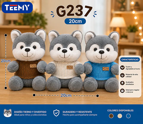 PELUCHE LOBO 20 CM, 3 DEL MISMO POR MAYOR (G237)