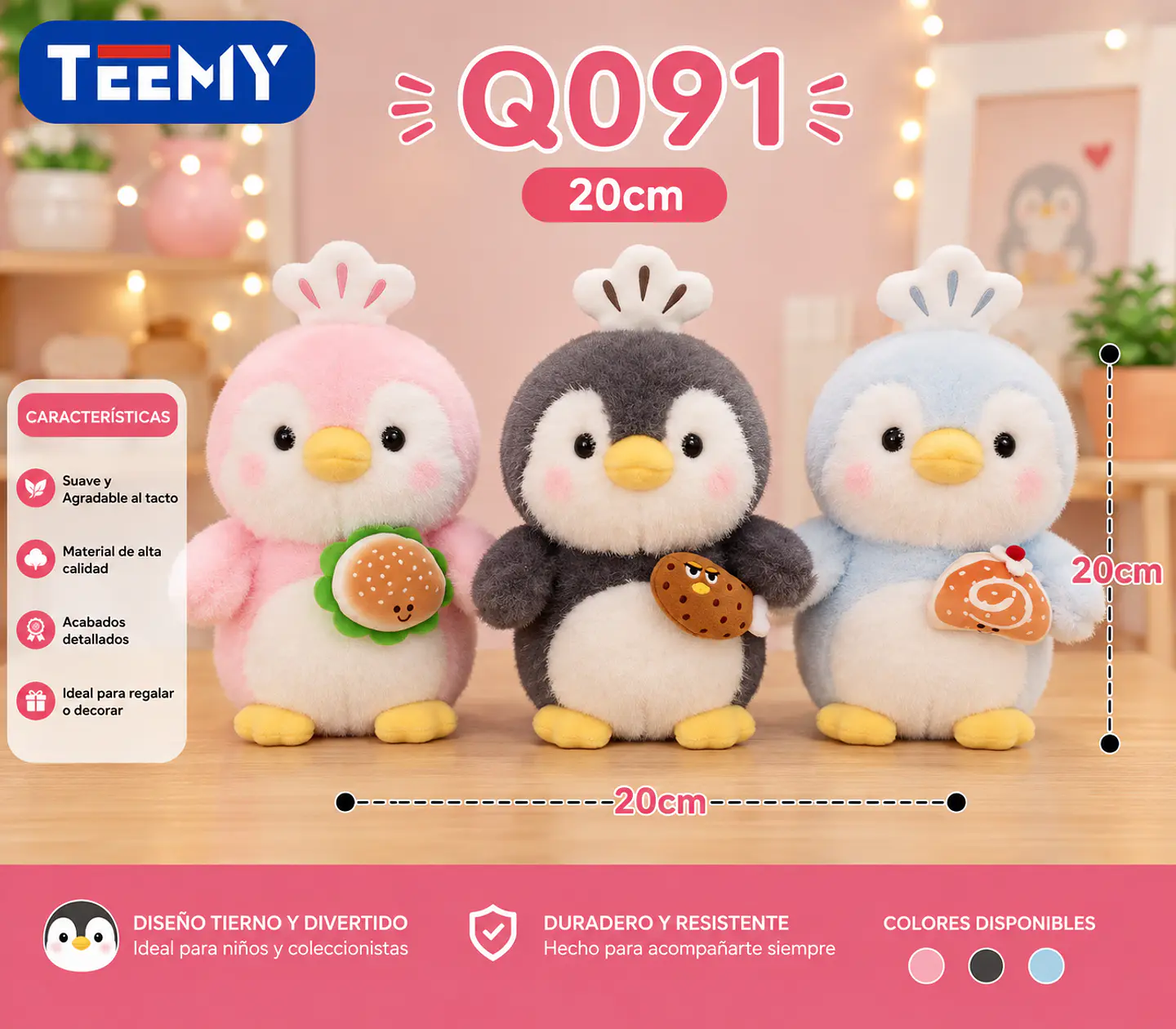 PELUCHE PINGUINO 20 CM , 3 DEL MISMO POR MAYOR  (Q091) 1