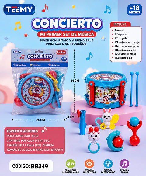 TAMBOR CON SONAJERO, 3 DEL MISMO POR MAYOR (BB349)