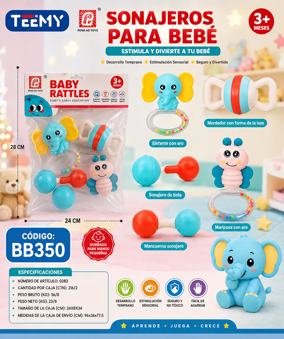 SONAJERO DE BEBES, 3 DEL MISMO POR MAYOR  (BB350) 1