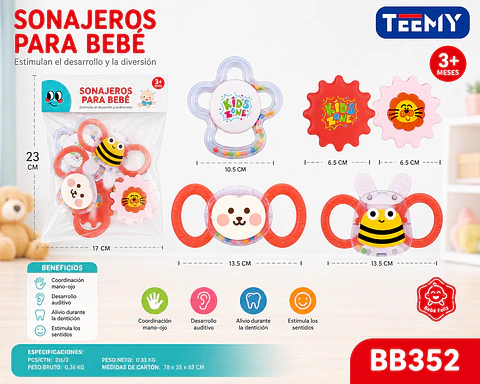 SONAJERO DE BEBES, 3 DEL MISMO POR MAYOR  (BB352)