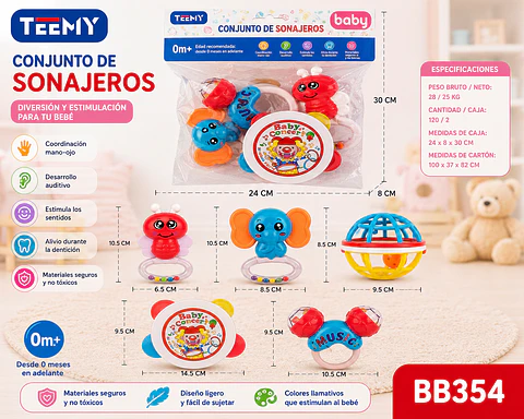 SONAJERO DE BEBES, 3 DEL MISMO POR MAYOR  (BB354)