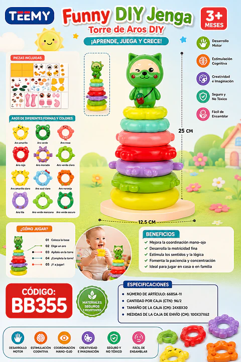 TORRE DE APILAMIENTO MONTESSORI, 3 DEL MISMO POR MAYOR  (BB355)