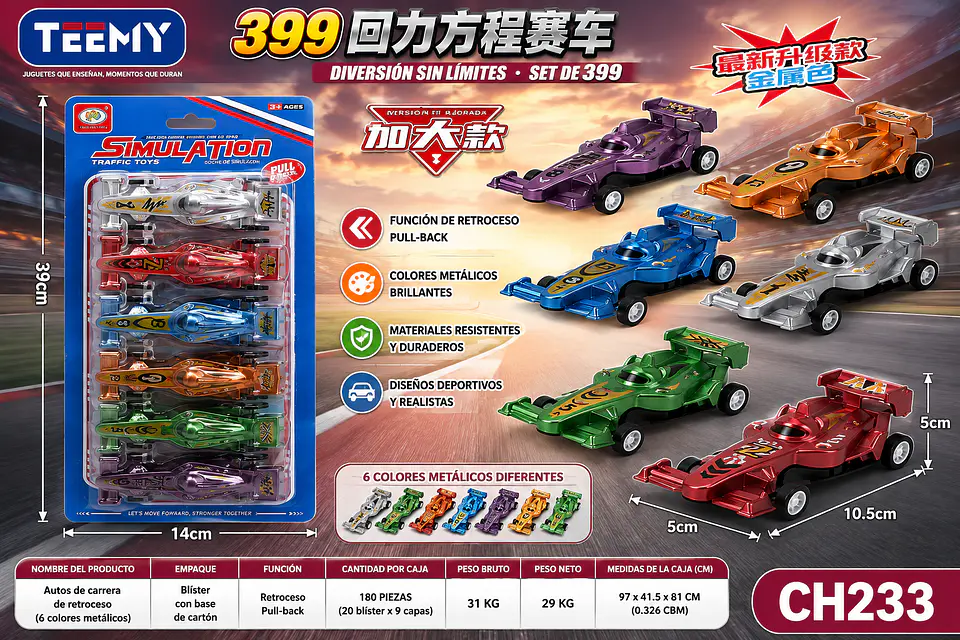 SET DE 6 CARROS, 3 DEL MISMO POR MAYOR (CH233) 1