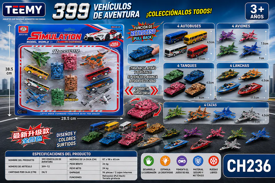 SET DE 12 CARROS Y AVIONES, 3 DEL MISMO POR MAYOR (CH236) 1