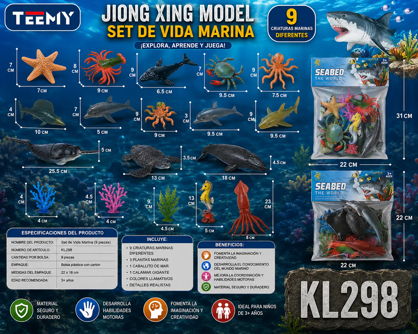 ANIMALES MARINOS, 3 DEL MISMO POR MAYOR (KL298) 1