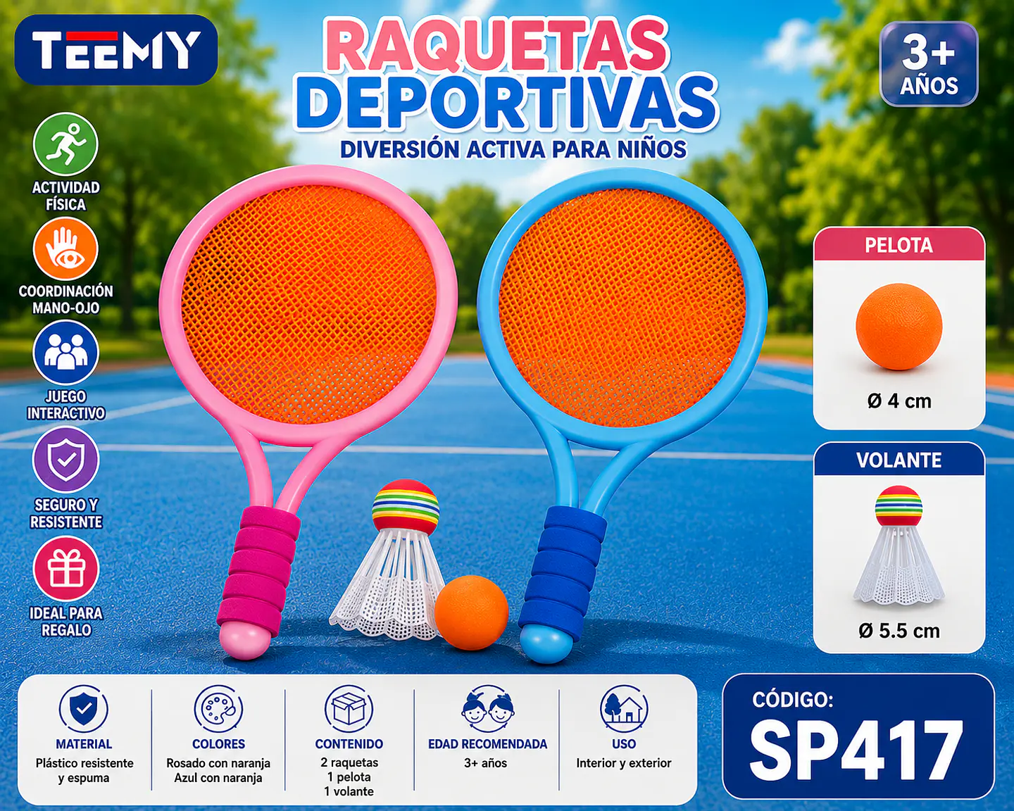 RAQUETAS DEPORTIVAS, 3 DEL MISMO POR MAYOR (SP417) 1